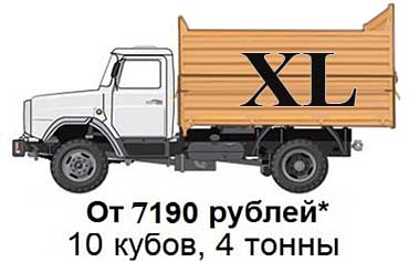 Вывоз мусора самосвалом ГАЗ-XL (большой) в СПБ (Петербурге) и области
